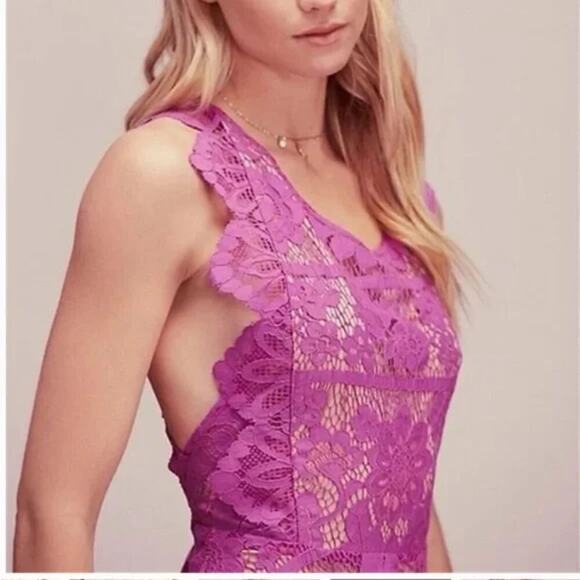 For Love and Lemons Gianna Apron Lace Crossback Dress Purple Size XS NWT - Picture 3 of 10